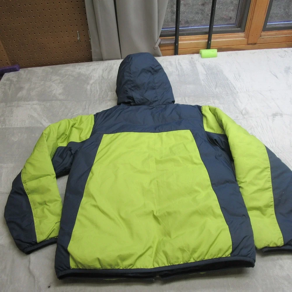 Columbia Jacket Youth Large Green Reversible Rain Wind FullZip Insulated Puffer